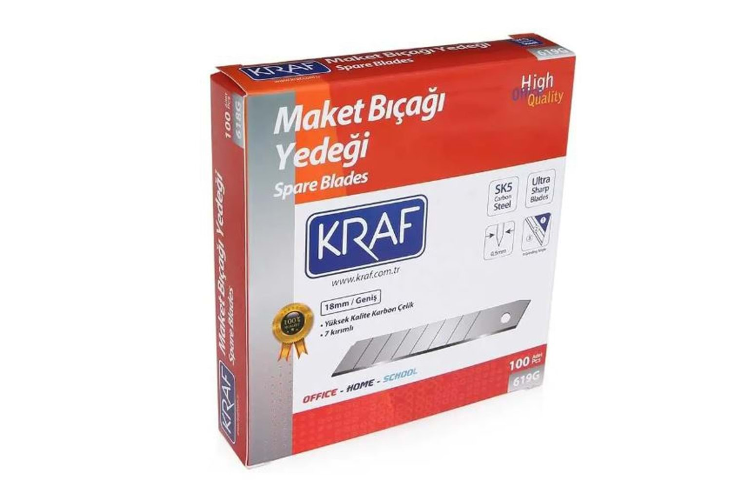 KRAF MAKET BIÇAĞI YEDEĞİ GENİŞ ULTRA KARBON ÇELİK SK5 100 LÜ 619G