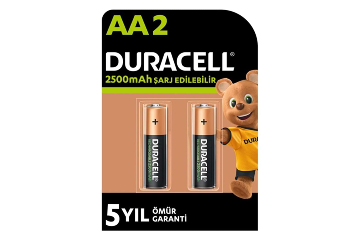 DURACELL ŞARJ EDİLEBİLİR AA KALEM PİL 2500 mAH 2li PAKET