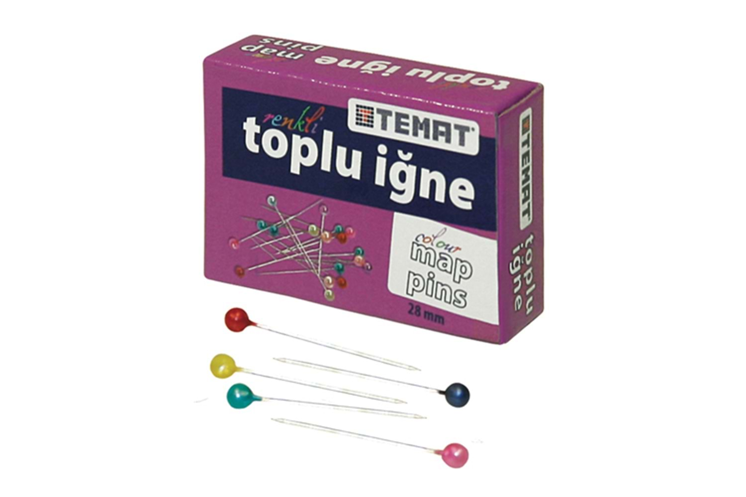 TEMAT TOPLU İĞNE RENKLİ 28 MM 25 AD. 78365