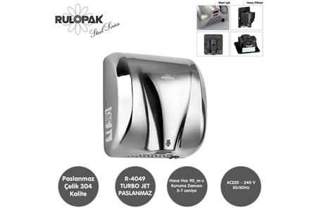 RULOPAK TURBO JET PASLANMAZ EL KURUTMA MAKİNESİ R-4049