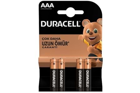 DURACELL İNCE KALEM PİL AAA 4'LÜ PAKET