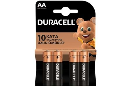 DURACELL ALKALİN AA KALEM PİL 1,5 V LR6/MN1500, 4'LÜ PAKET