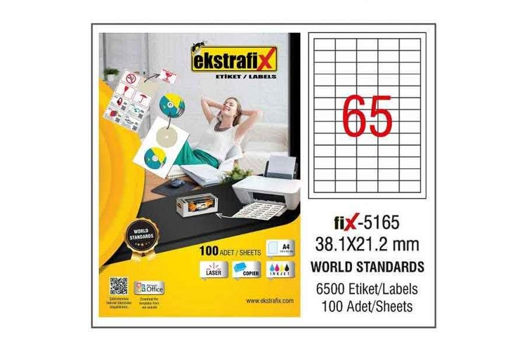 EKSTRAFİX LASER ETİKET 38,1 X 21,1 M 5165